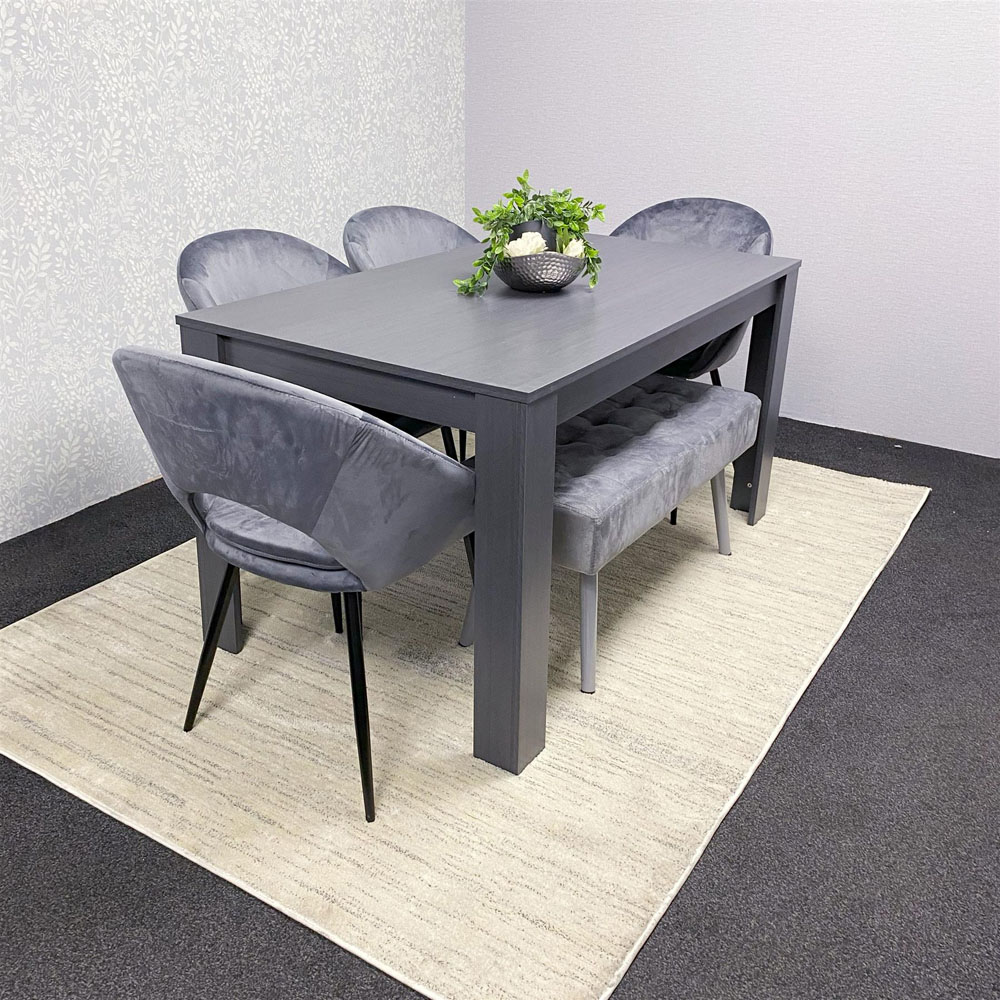 Kosy Koala Arrow Bex 5 Seater Dining Set with Bench Dark Grey and Grey Velvet Image 8