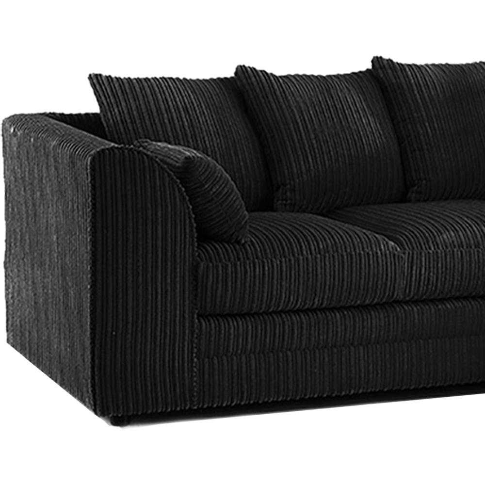Luxor 4 Seater Black Jumbo Cord Scatter Back Sofa Image 4