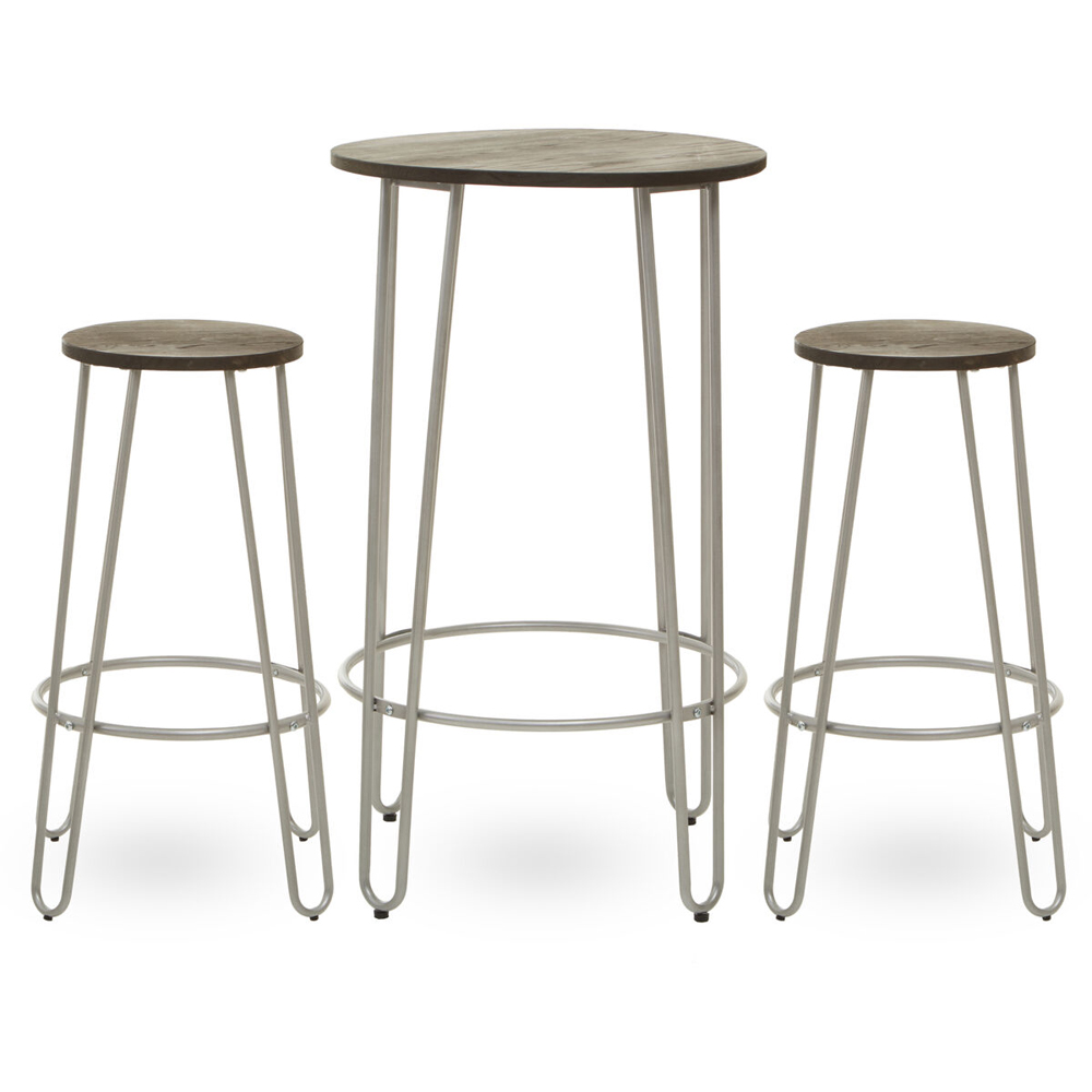 Premier Housewares District Silver Frame 2 Seater Bar Set Image 2