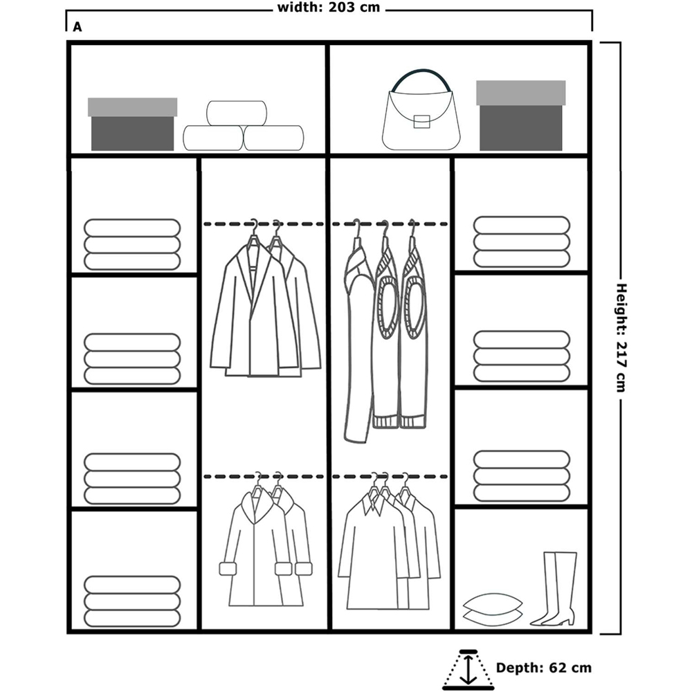 Sliding Wardrobes 4U Diamond 2 Door Grey Wide Mirrored Wardrobe Image 5