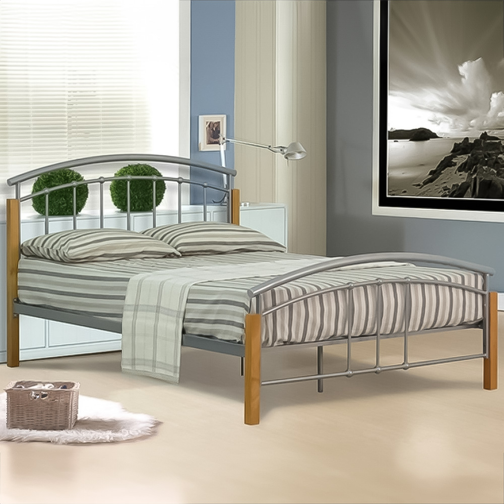 Brooklyn Small Double Silver Modern Metal Bed Frame Image 1