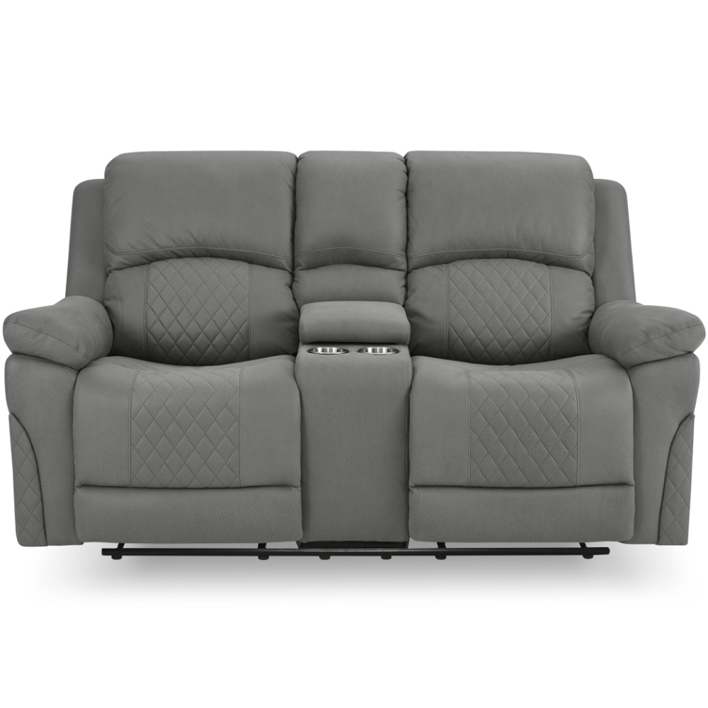 Home Detail Darius 2 Seater Grey Air Leather Manual Recliner Sofa Image 3