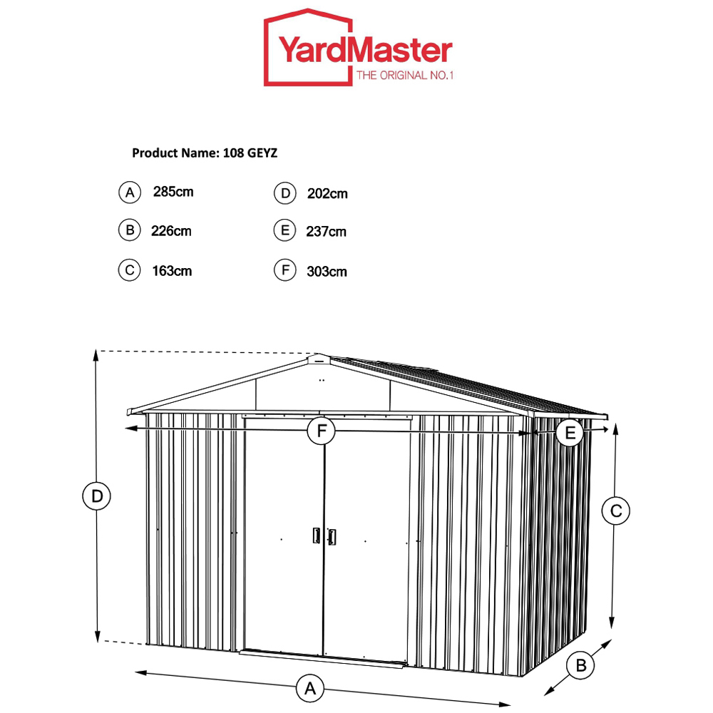 Yardmaster 10 x 8ft Emerald Green Metal Apex Storage Shed with Floor Support Kit Image 8