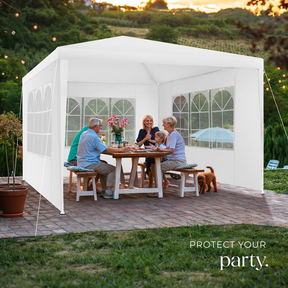 tectake Barinas 3 x 3m White Water Resistant Gazebo with 3 Side Panels Image 8