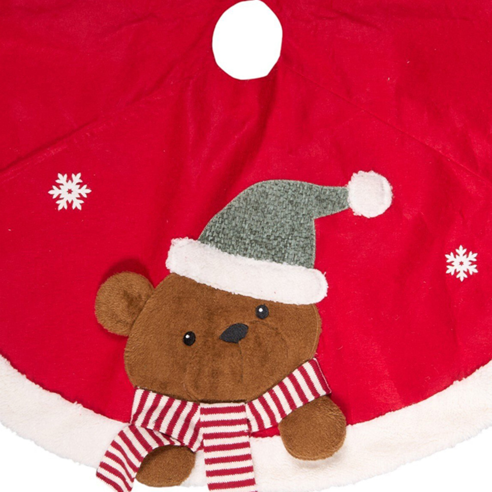 Traditional Christmas Bear Tree Skirt Red Image 4