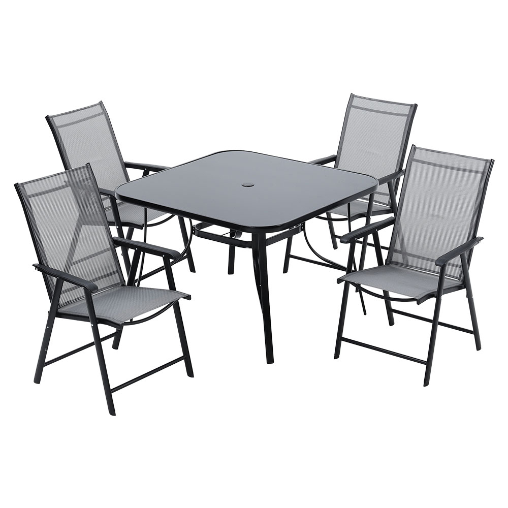 Living and Home Glass 4 Seater Square Garden Dining Set Image 2