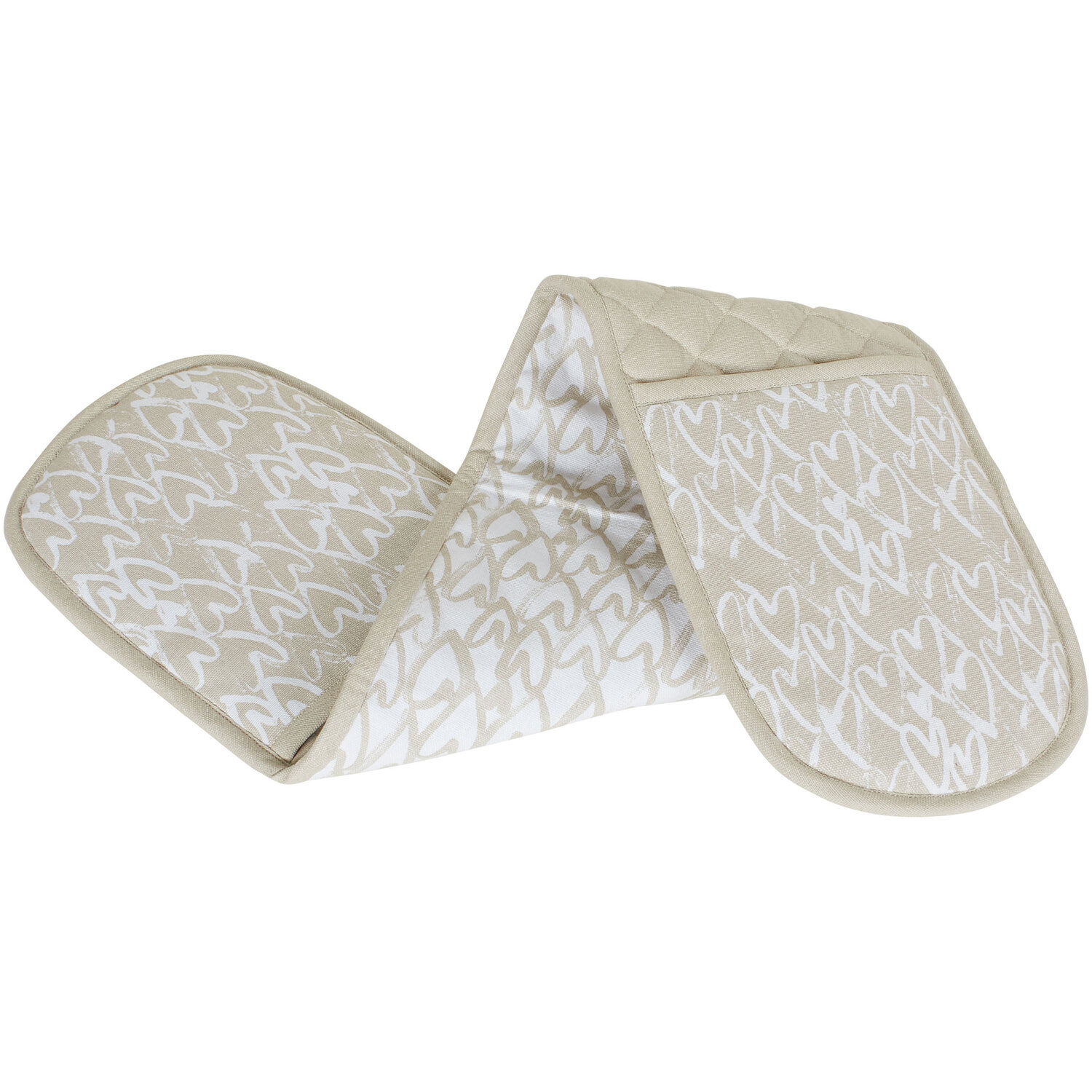 Gold Heart Double Oven Glove - Natural Image 2