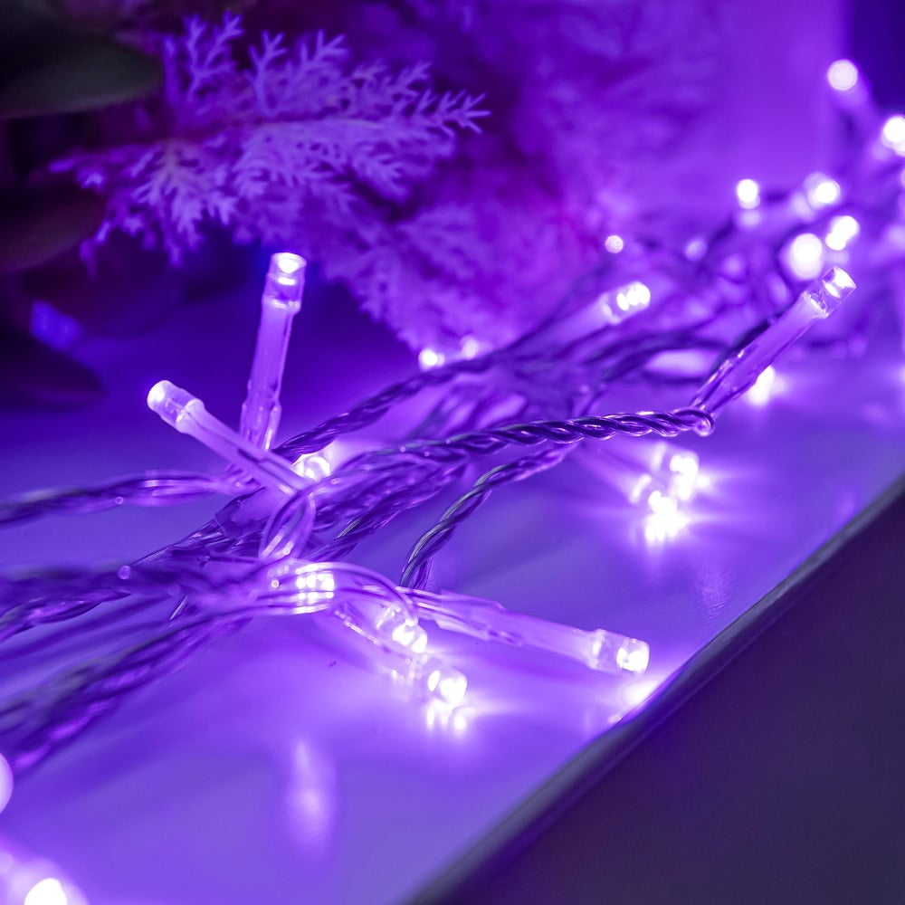 The Christmas Centre 120 Purple LED Multifunction Clear Cable String Light 19m Image 5