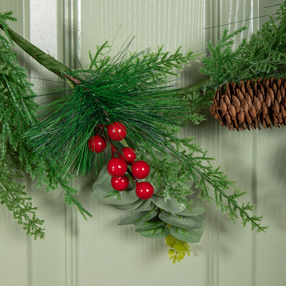 Samuel Alexander Eucalyptus Wreath with Red Berries and Pinecones 50cm Image 3