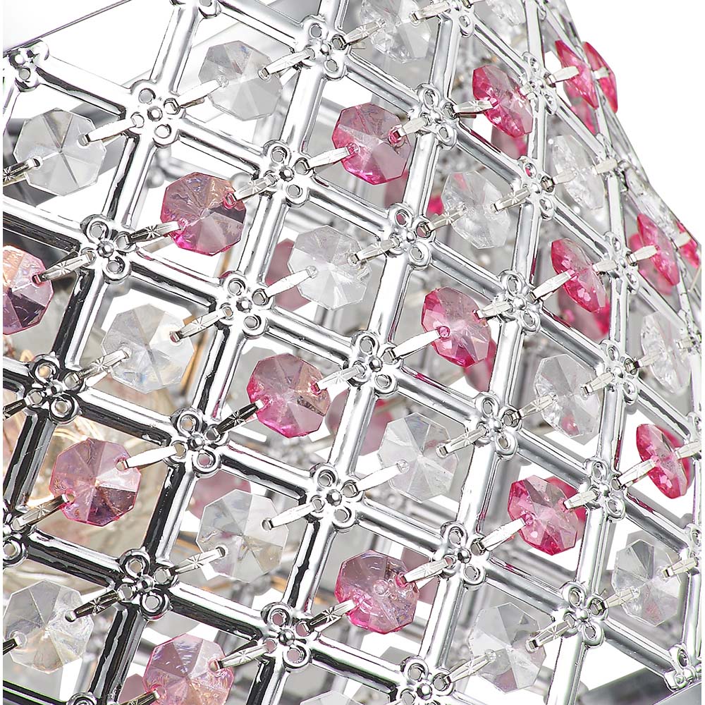 Happy Homewares Modern Sparkly Clear and Pink Beads Ceiling Light Pendant Shade Image 2