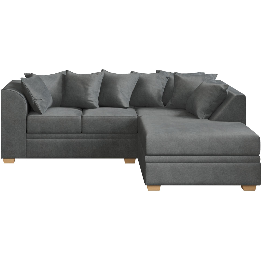 Modo 3 Seater Steel Plush Velvet Right Hand Scatter Back L-Shape Corner Sofa Image 3