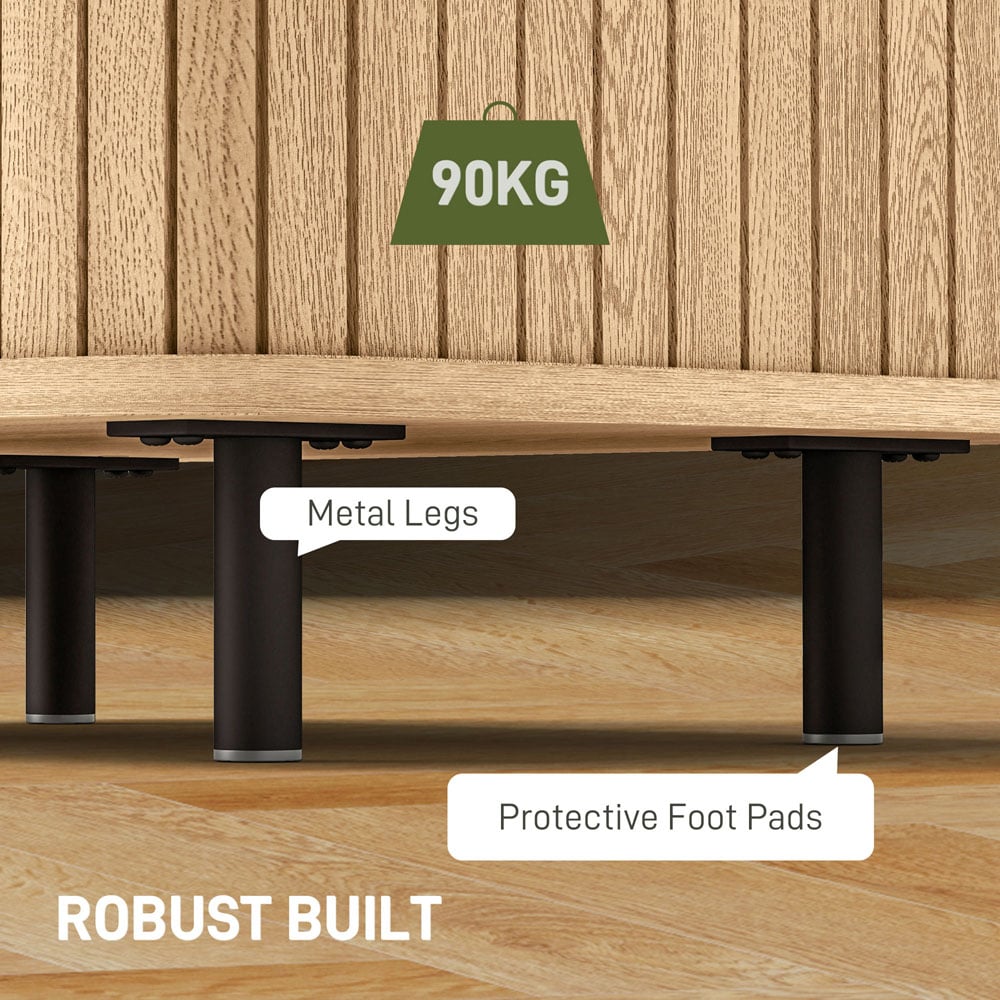 Portland 2 Sliding Door Oak Tone Nightstand Image 8