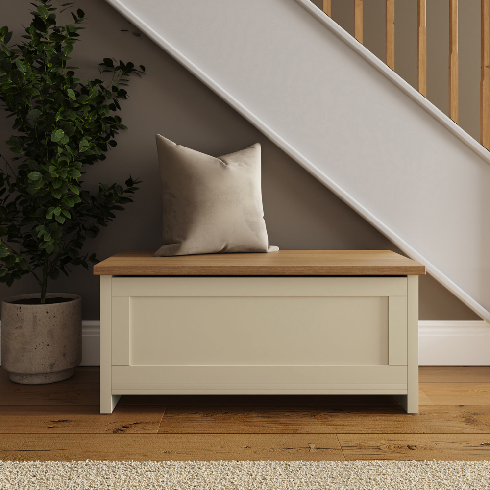 GFW Lancaster Cream Ottoman Storage Bench Image 6