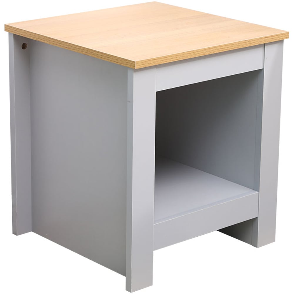 FurnitureHMD Single Shelf Grey and Oak Effect Wooden Side Table Image 2
