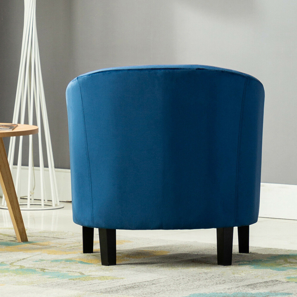 Blue Velvet Fabric Tub Arm Chair Image 5
