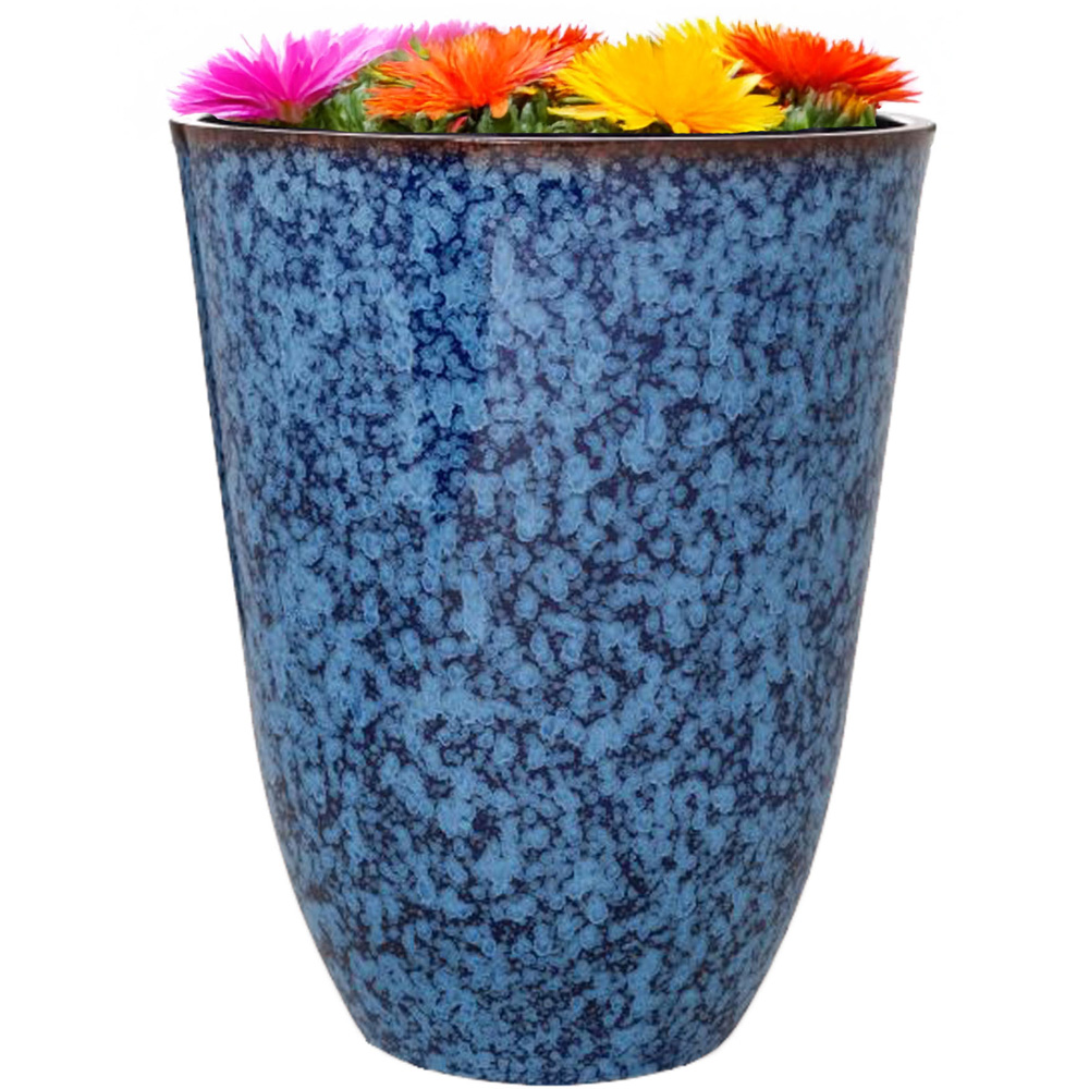 Jack Stonehouse Speckled Blue Round Ceramic Look Planter 29cm Image 3