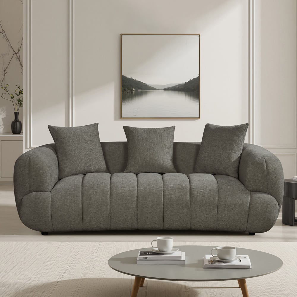 Artemis Home Claremont 3 Seater Charcoal Fabric Sofa Image 3