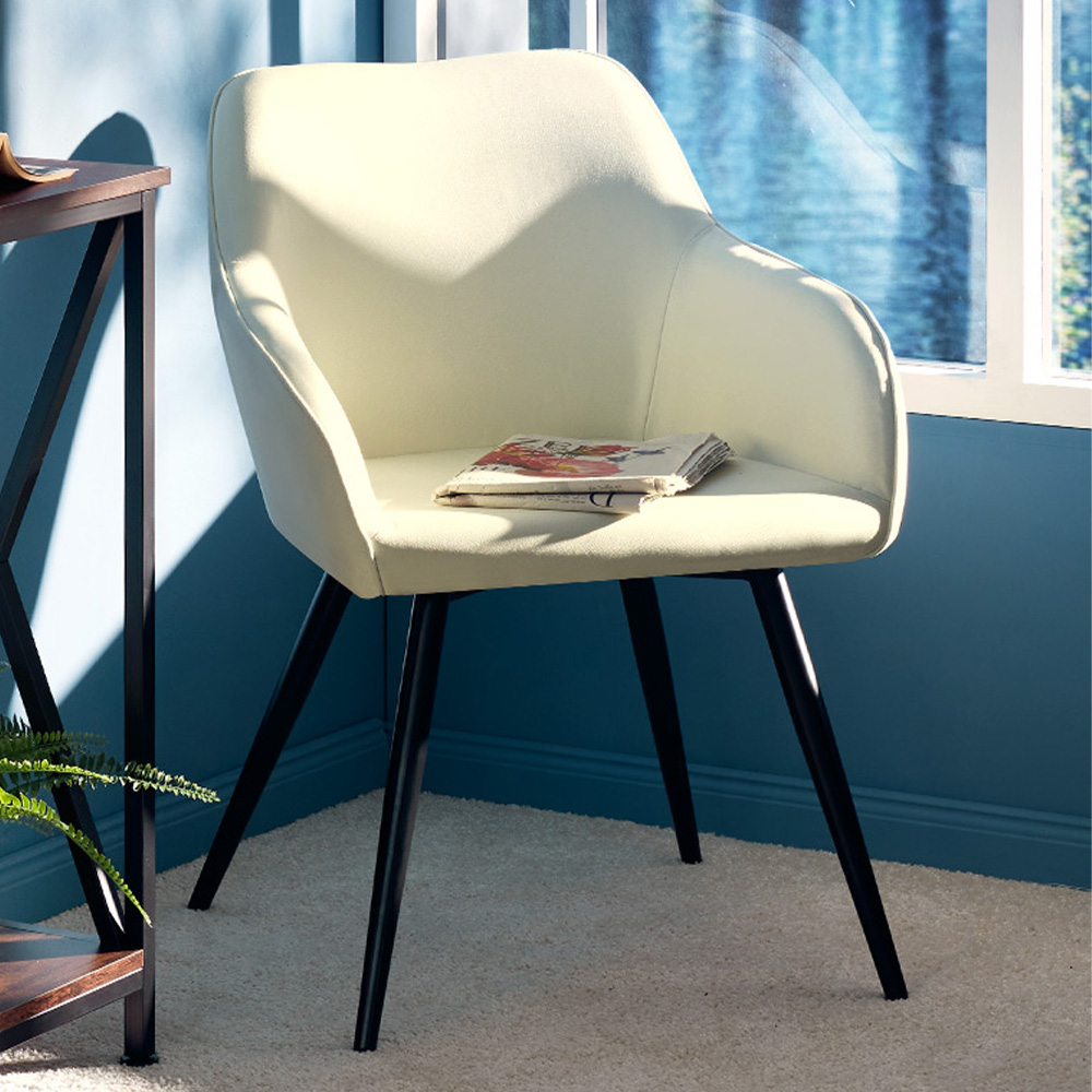 tectake Marilyn Set of 2 Cream Chair with Black Steel Legs Image 1