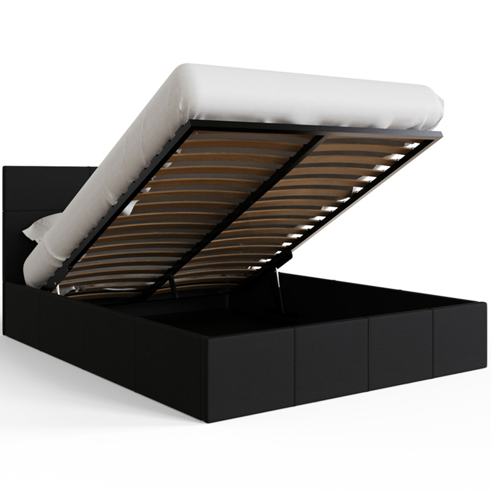 GFW King Size Black Faux Leather End Lift Ottoman Bed with Memory Pocket Spring Mattress Image 5