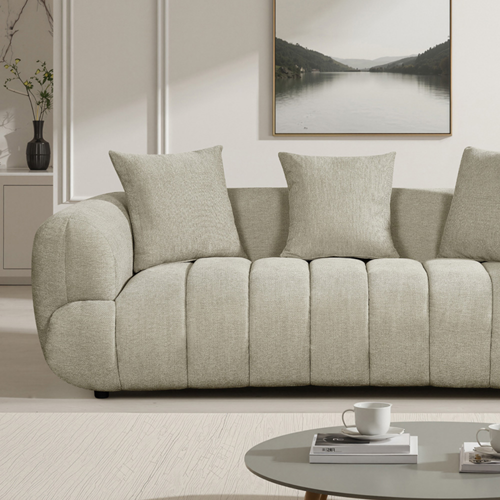 Artemis Home Claremont 3 Seater Beige Fabric Sofa Image 2