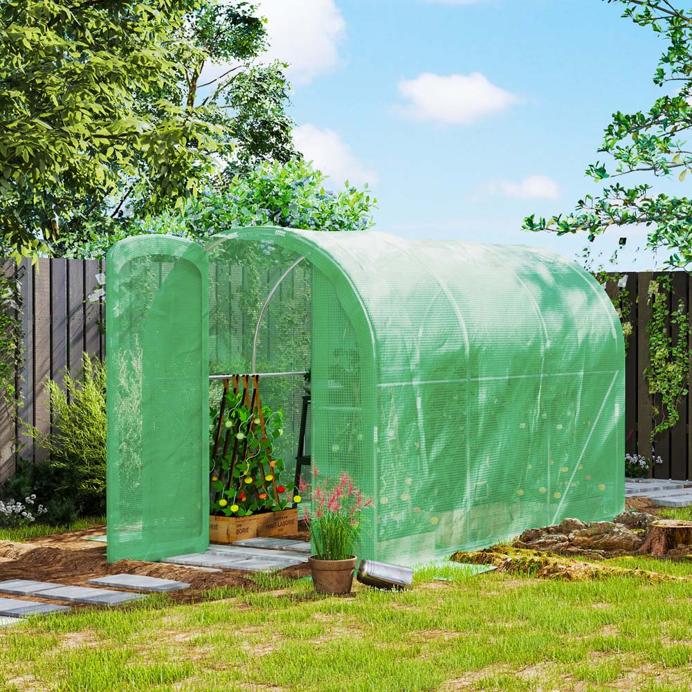 Outsunny 9.6 x 6.3ft Polytunnel Galvanised Steel Frame Greenhouse with Door Image 2