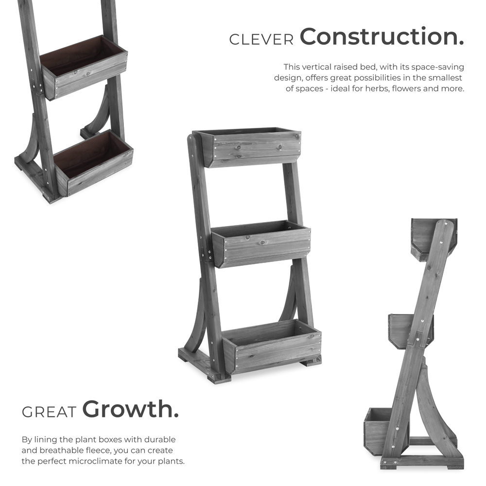 tectake Flora 4-Tier Grey Rustic Wooden Vertical Planter 60 x 49 x 140cm Image 8