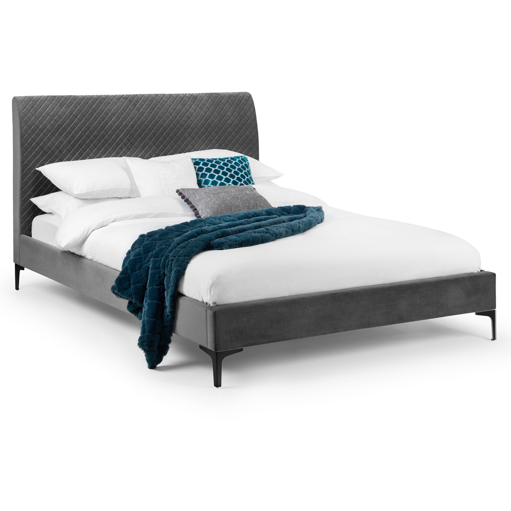Julian Bowen Sanderson Double Grey Velvet Bed Frame Image 2