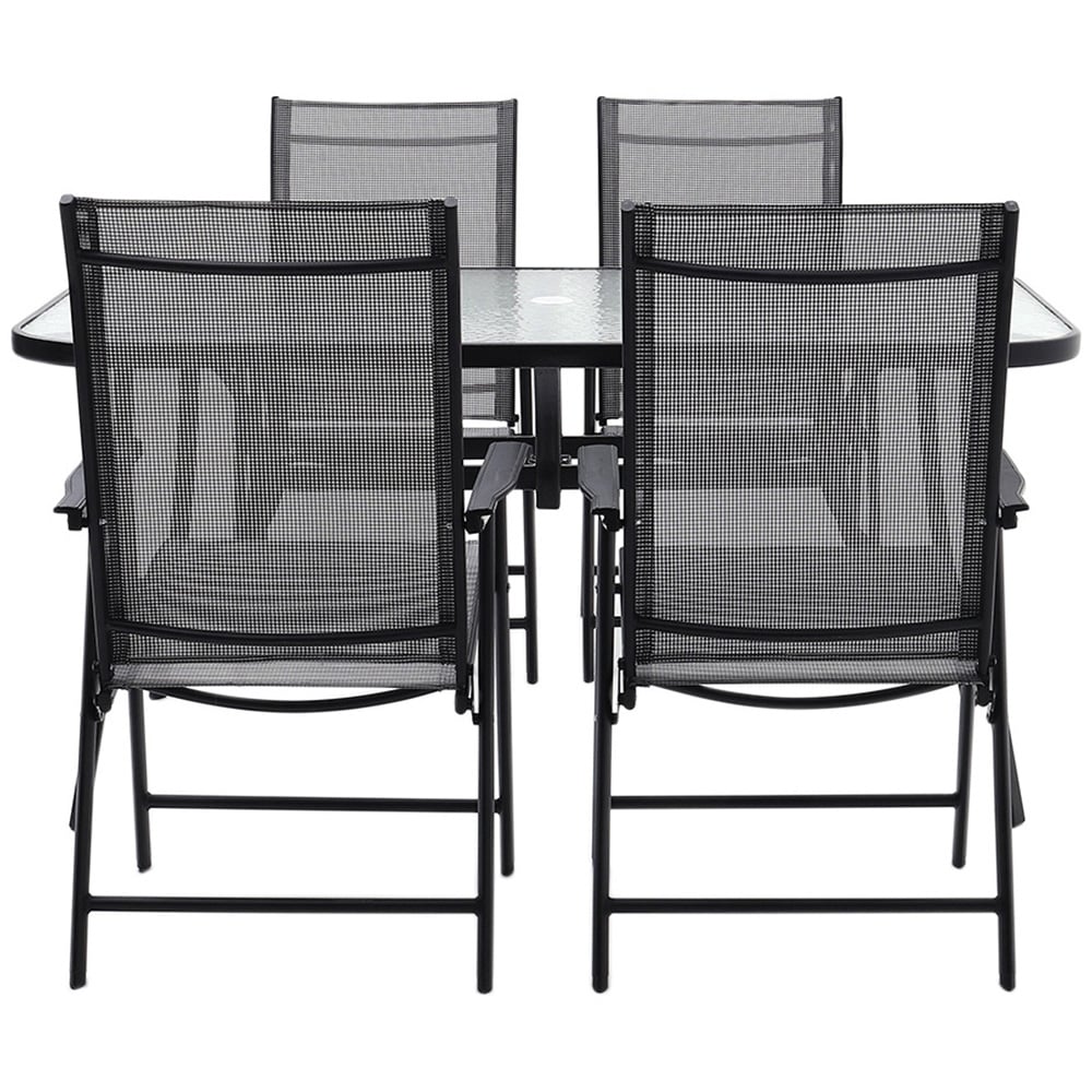 Living and Home Glass 4 Seater 150cm Rectangular Garden Dining Set Black Image 4