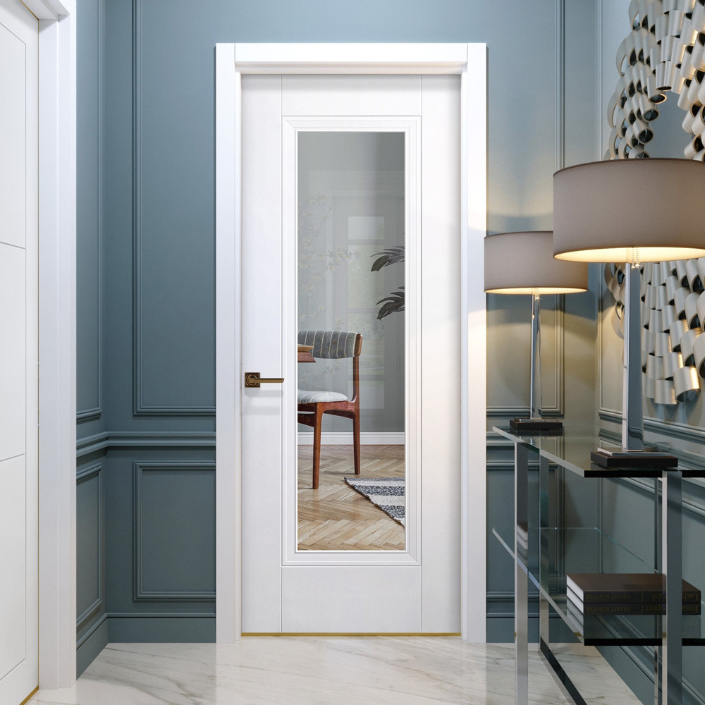 Elegance Lancaster White Primed 1 Light Clear Glass Internal Door 1981 x 838 x 35mm Image 2