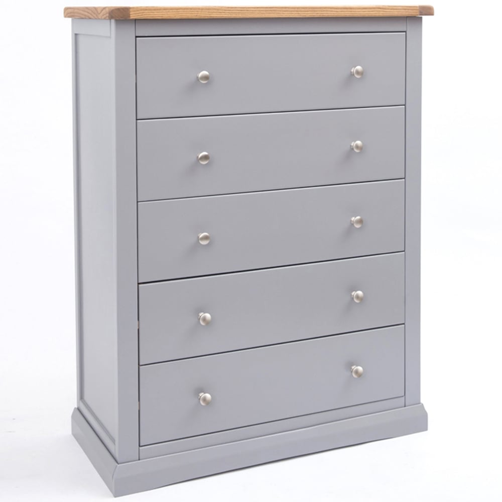 Cabinet Bits Rocca 5 Drawer Dark Grey Chrome Knob Chest of Drawers Image 3