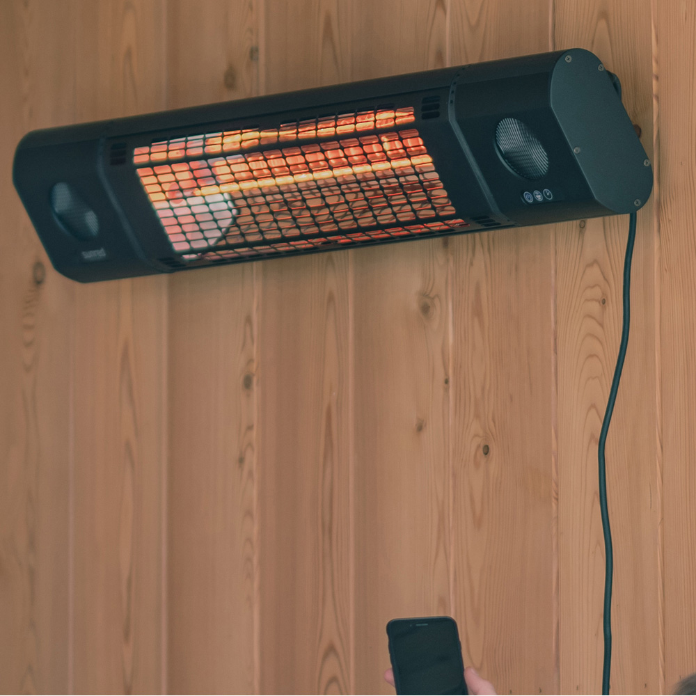 Sunred Ultra Black Sun and Sound Wall Patio Heater 2000W Image 8