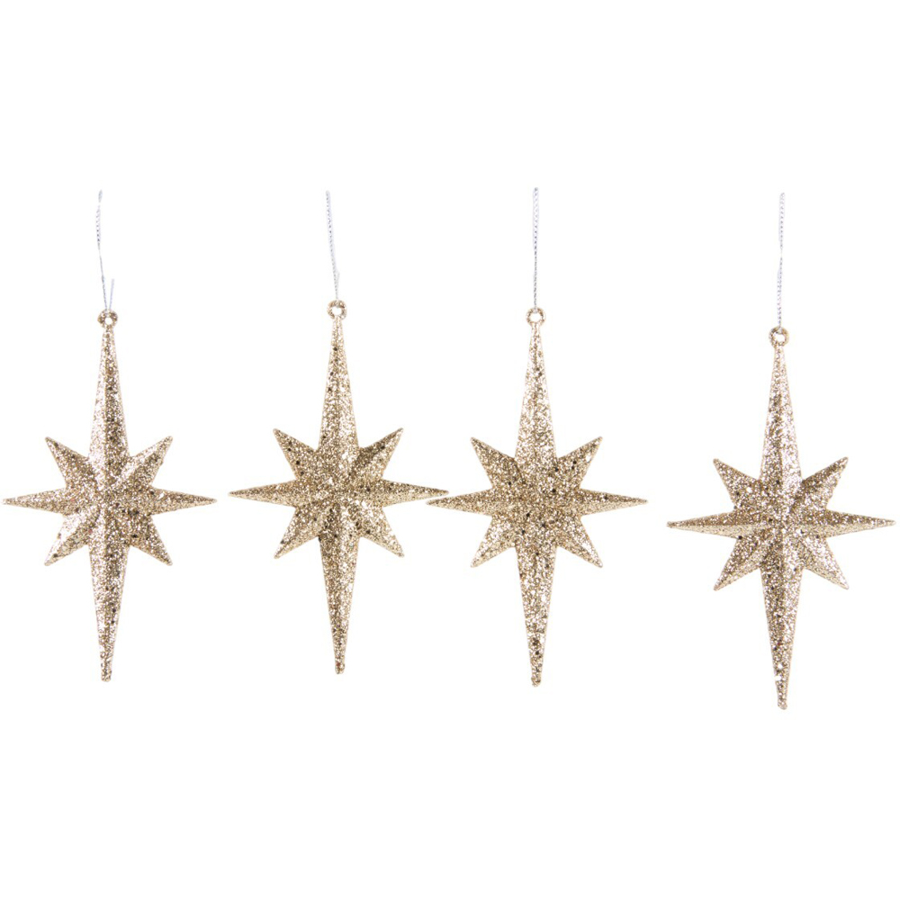 Single 8 Point Star Hanging Decoration 4 Pack in Assorted styles Image 3