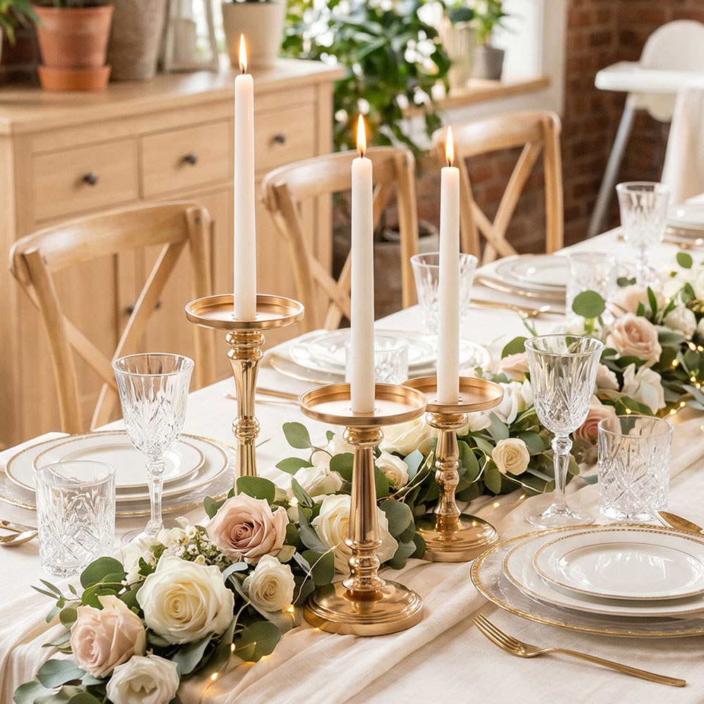 Living and Home Gold Metal Tiered Candle Holder Set of 3 Image 8