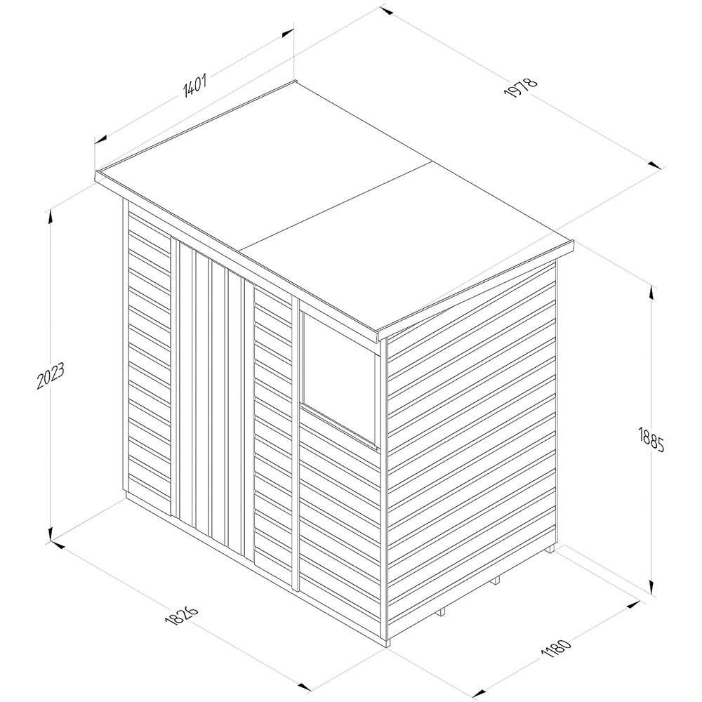 Forest Garden 6 x 4ft Beckwood Shiplap Pent Shed Image 9