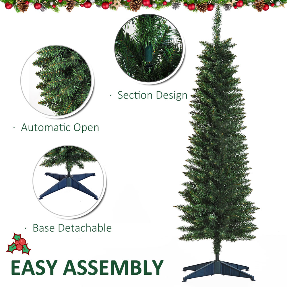 Everglow Green Artificial Christmas Pine Tree with Plastic Stand 4.9ft Image 6