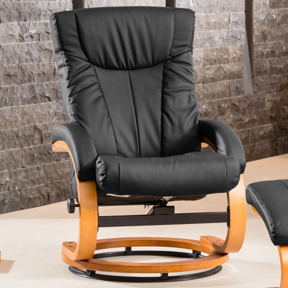 Artemis Home Modena Black Massage and Heat Swivel Recliner Chair with Footstool Image 3