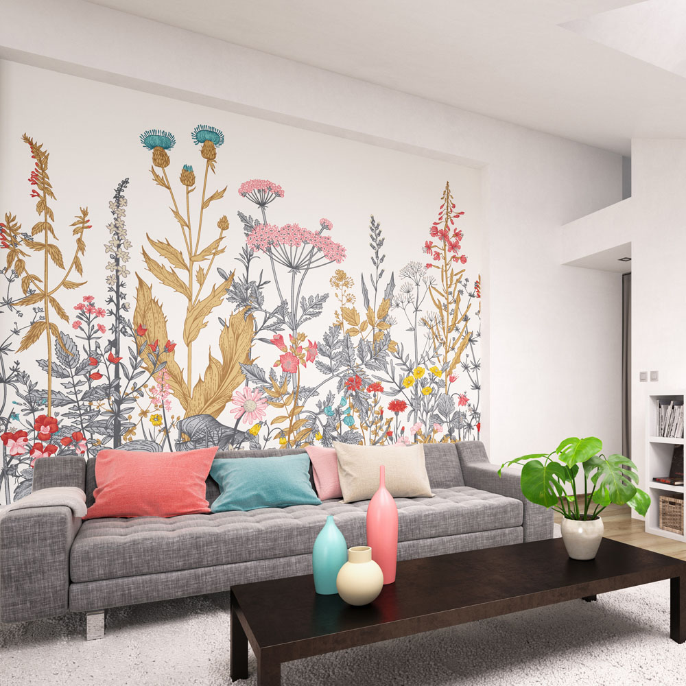 Origin Murals Botanical Fleur White Wall Mural Image 3
