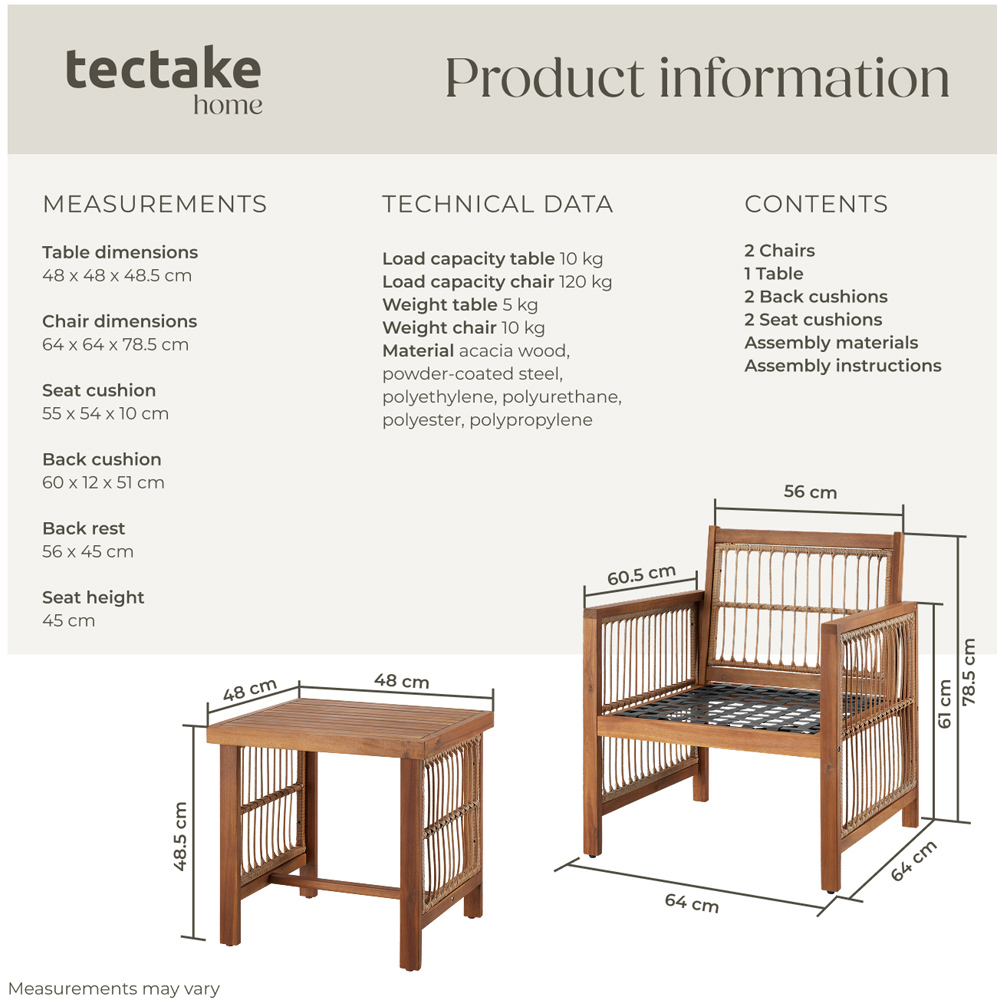 tectake Eivissa 2 Seater Rope Design Garden Furniture Set Image 9
