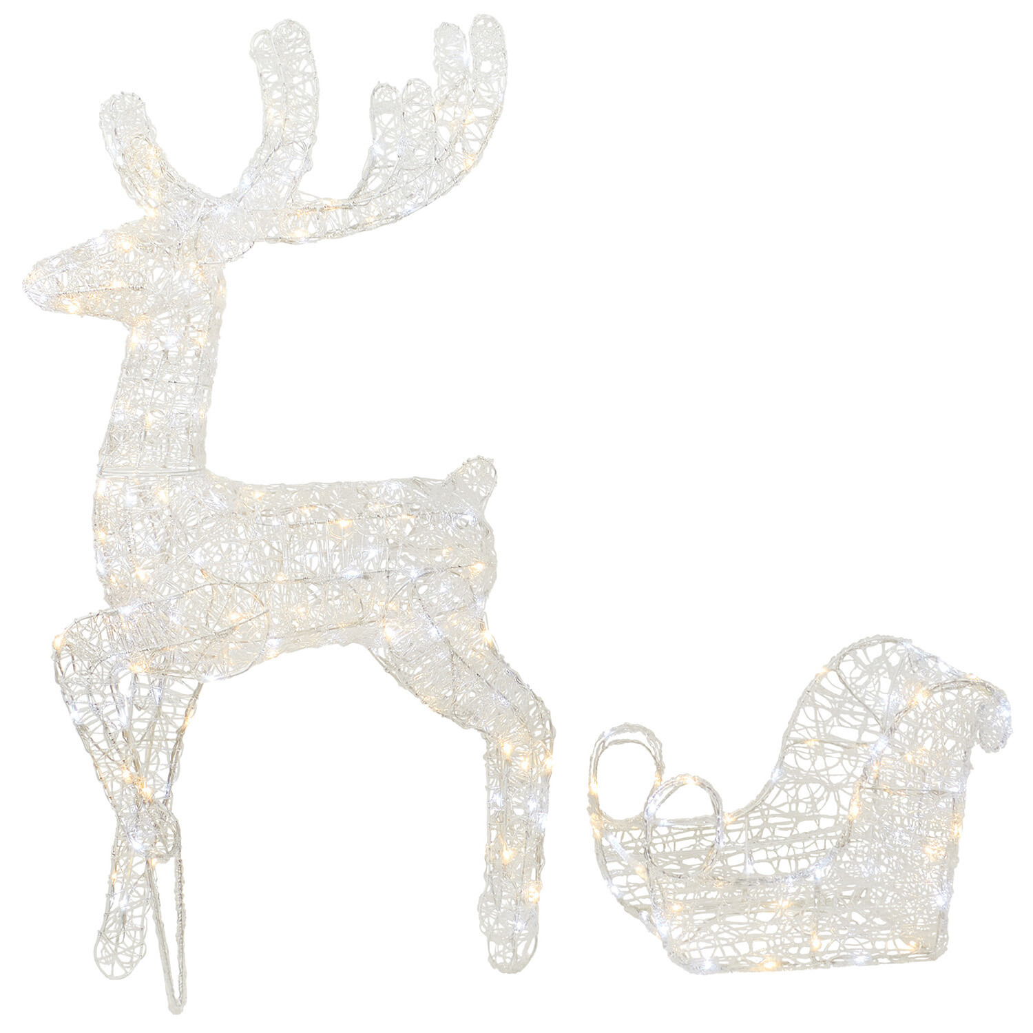 Reindeer and Sleigh Outdoor Light Decoration - White Image 3