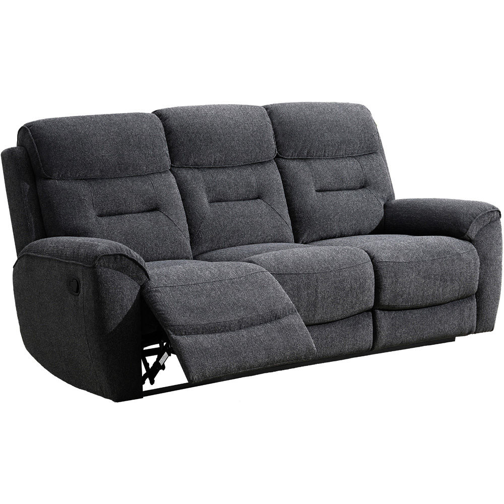 Clinton 3 Seater Dark Grey Manual Recliner Sofa Image 2
