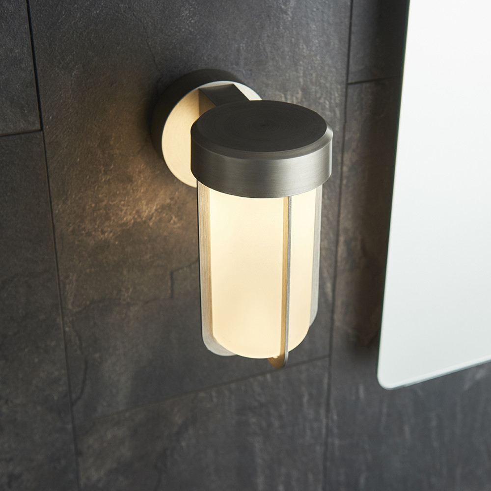 Merano Bevento Brushed Silver LED Frosted Glass Outdoor Wall Lamp Image 2