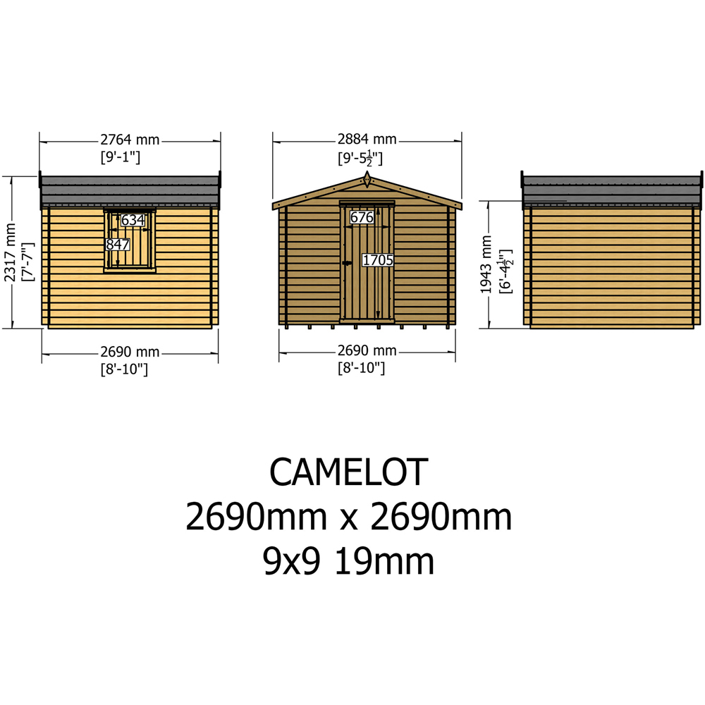 Shire Camelot 9 x 9ft Wooden Log Cabin Image 9
