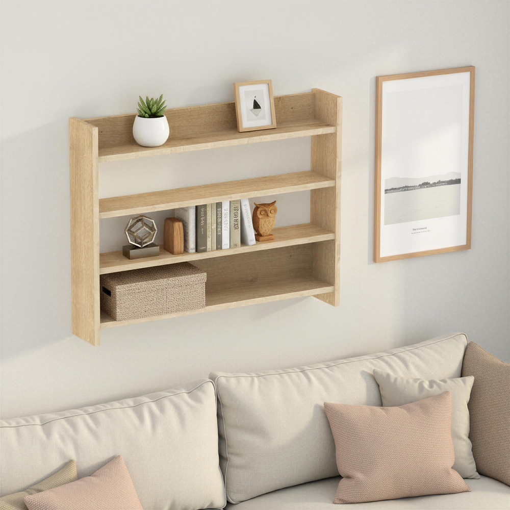 Decortie Lane Oak 4 Shelf Compact Wall Shelf Image 4