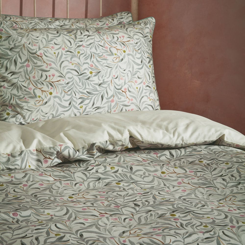 EW by Edinburgh Weavers Malory Botanical Super King Size Eucalyptus Cotton Duvet Cover Set Image 3