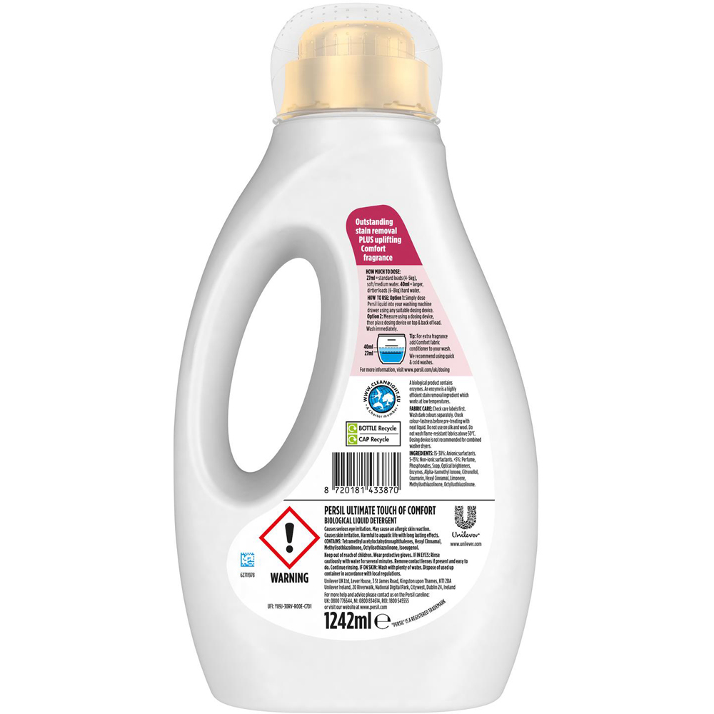 Persil Ultimate Touch of Comfort Liquid Detergent 46 Washes 1.242L 2 Pack Image 3