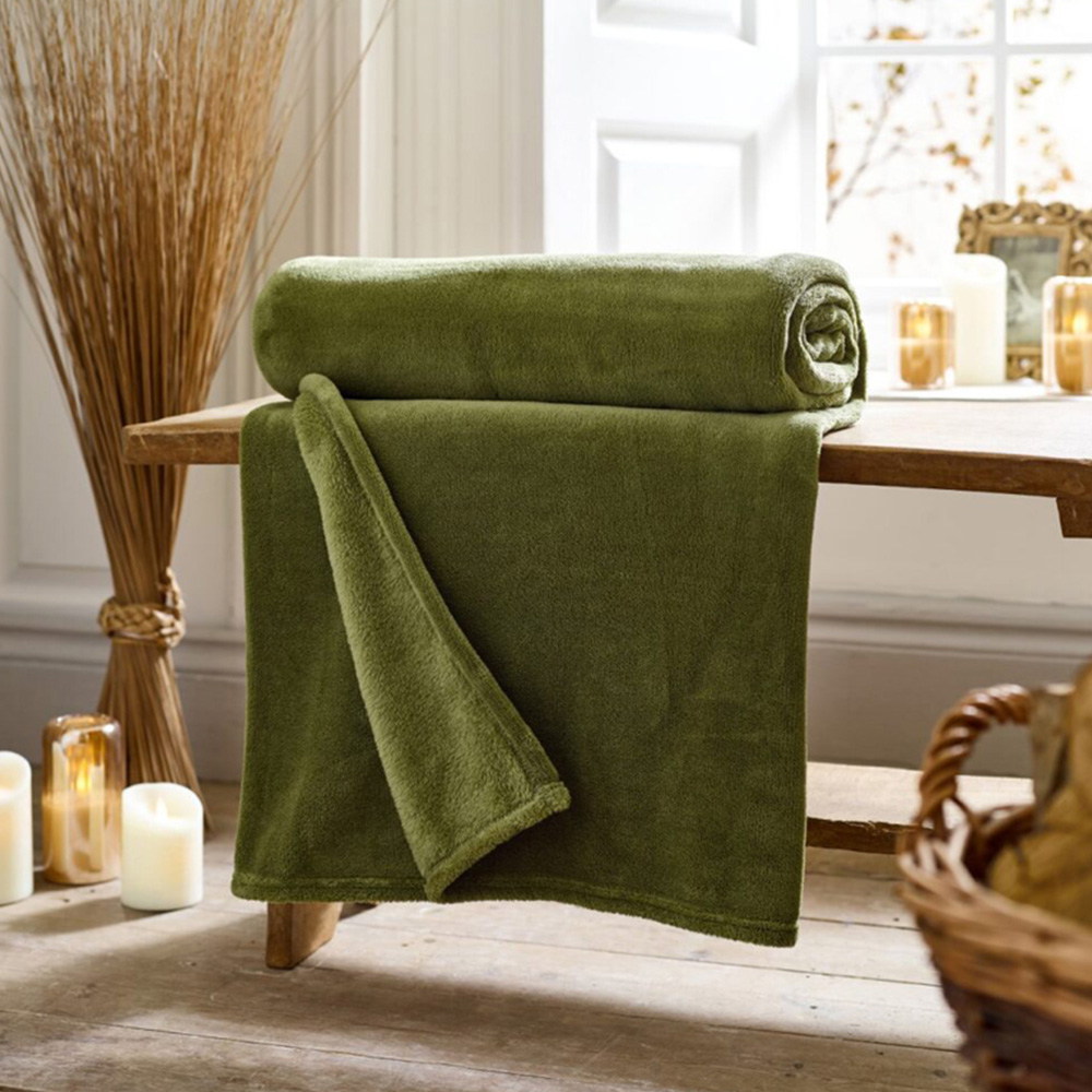 Deyongs Khaki Snuggle Touch Throw 140 x 180cm Image 2