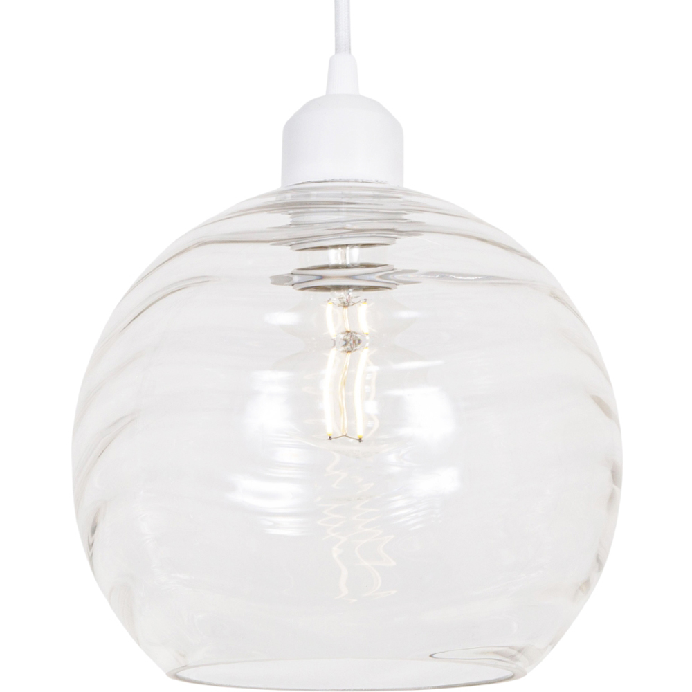 Happy Homewares Designer Clear Circular Ribbed Glass Non Electric Pendant Shade Image 5