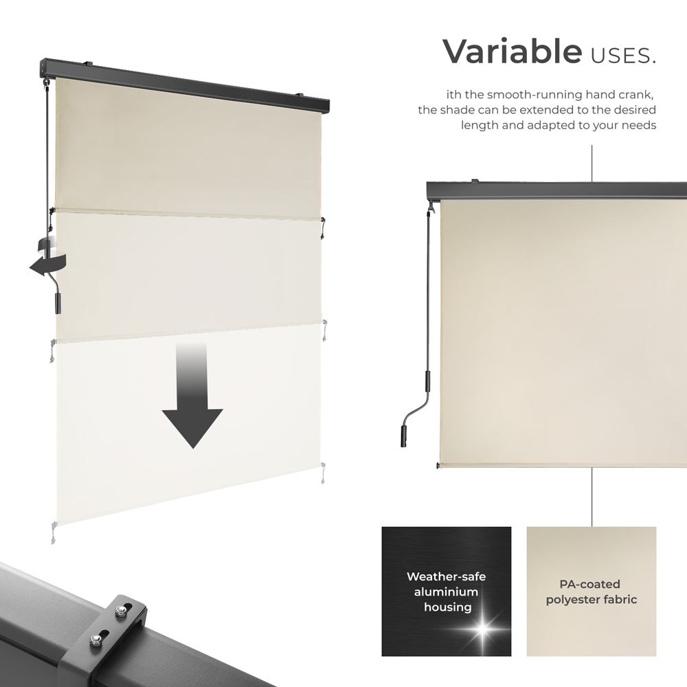 tectake Eloise Beige Vertical Awning with 2 Wall Brackets 1.4 x 2.5m Image 3