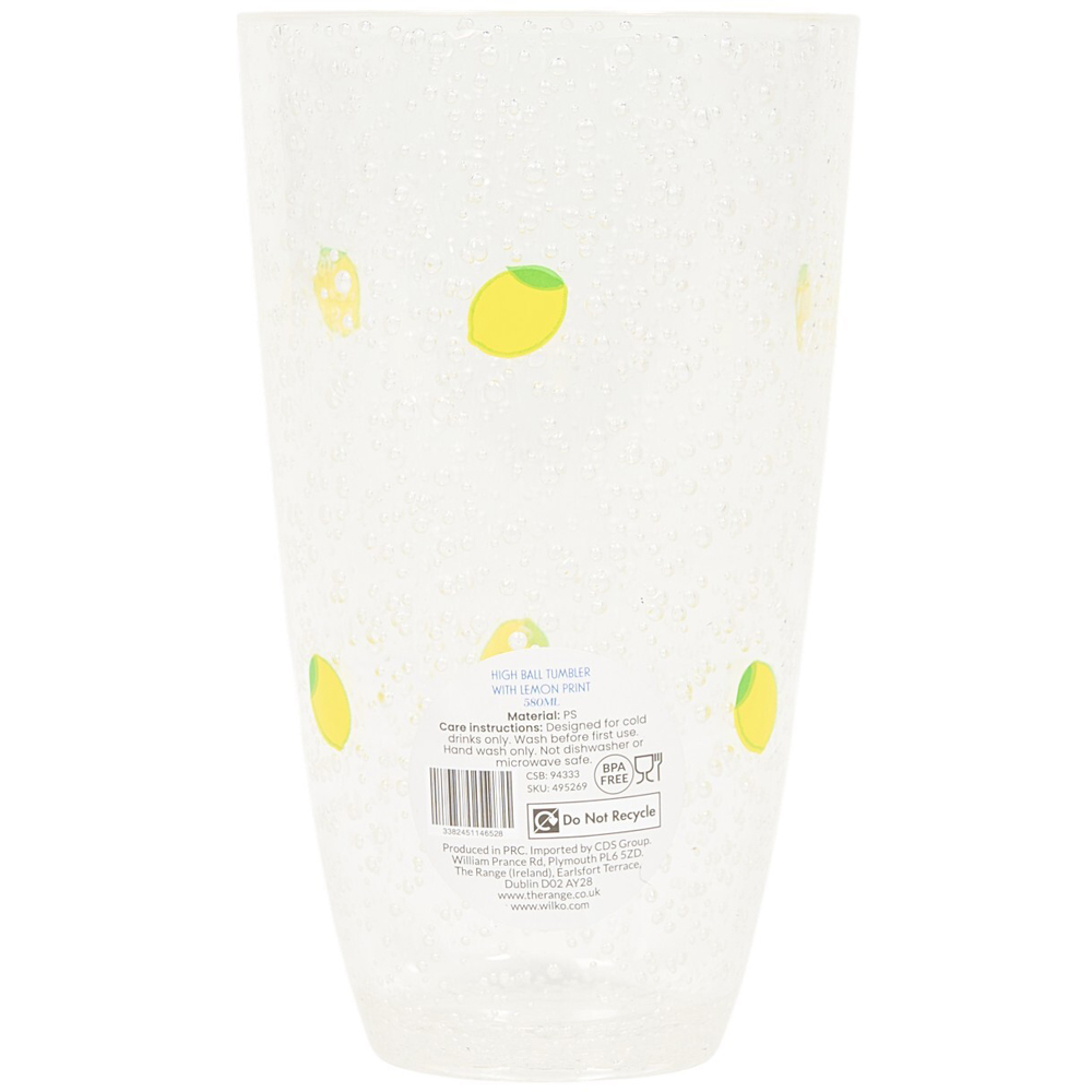 High Ball Tumbler with Lemon Print Image 2