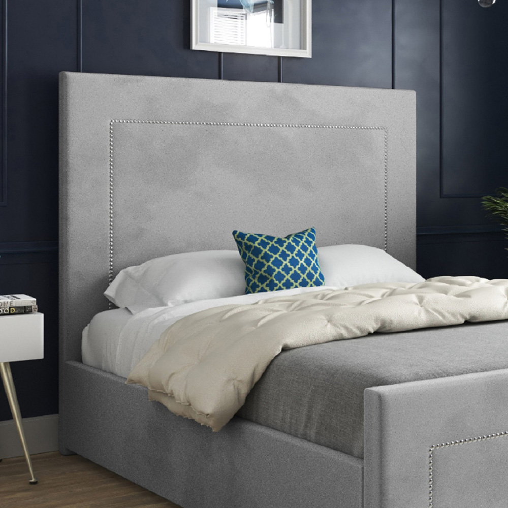 Lucca Grey Single Velvet Upholstered Bed Frame with High Headboard Image 3
